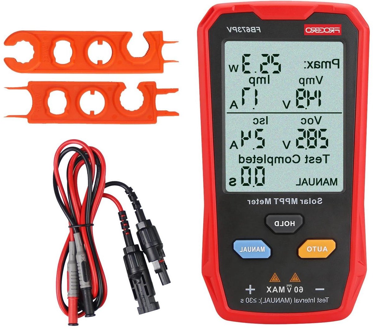 Zonnepaneeltester - PV multimeter - Zonnepanelen testen - MPPT spanningsdiagnose - 800 W - Rood