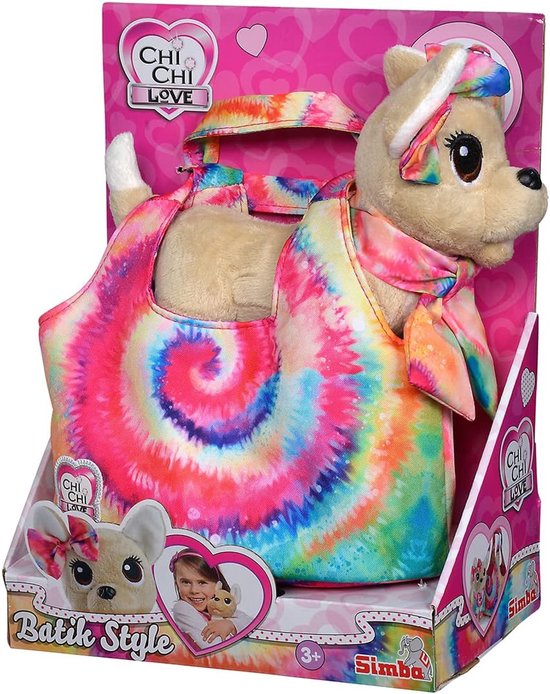 Pluche Hond Chihuahua - Knuffelhond Pluche Dier - Kinderspel - Batik Stijl Tas - 20 cm - Multicolor — afbeelding 3
