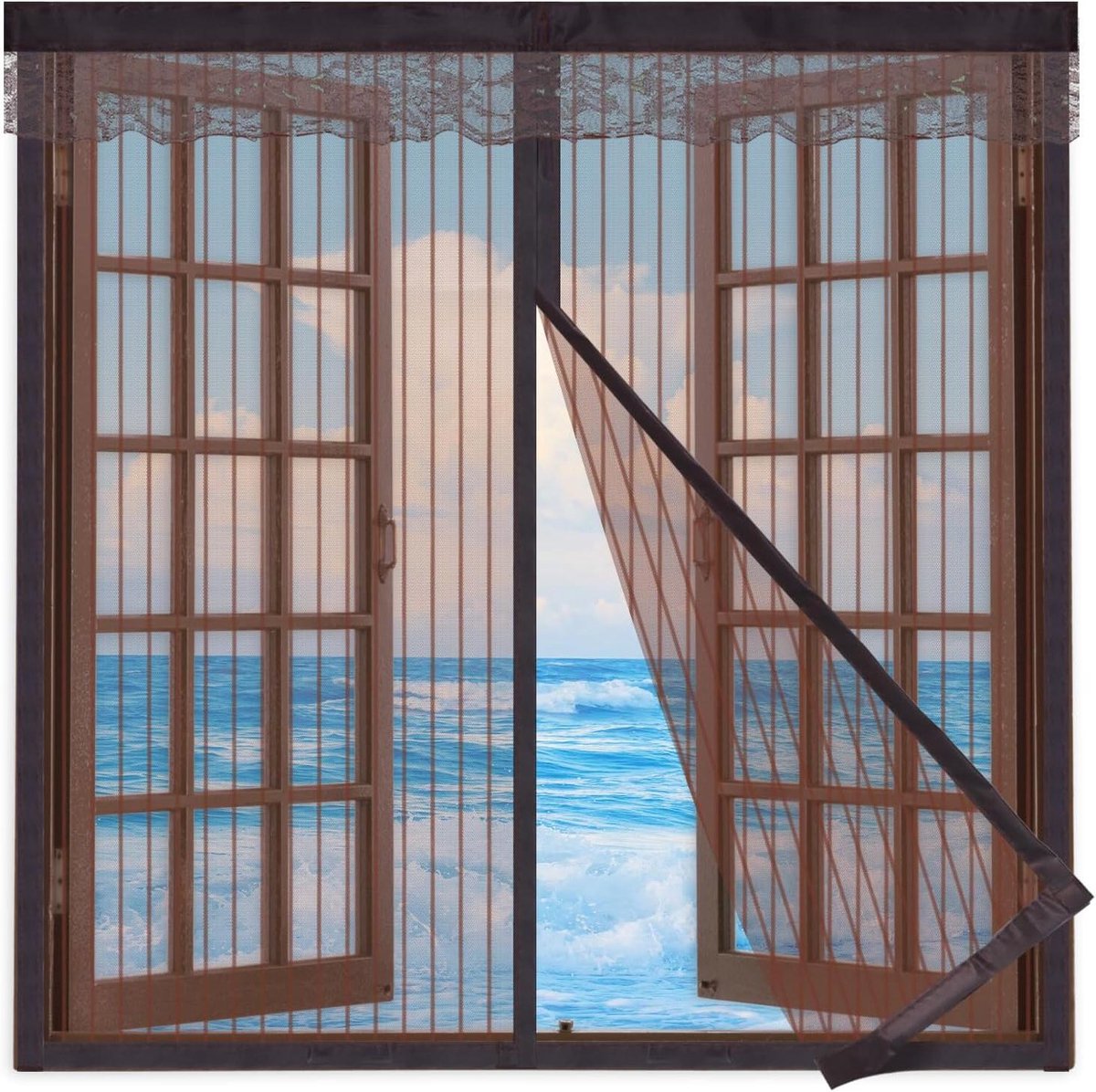 Horren voor Raam - Muggennet Vliegenhor - Insecten Buiten Houden - Zonder Boren Installatie - 130x140cm - Bruin