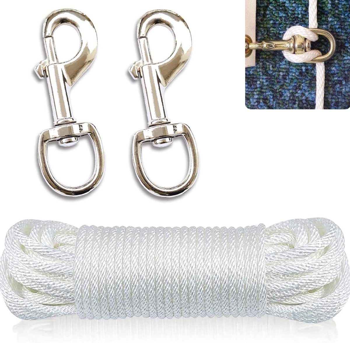 Vlaggenmast Touw Set - Vlaggenlijn Halyard - Vlaggen Hijsen - UV- en Slijtvast - 15 Meter - Wit