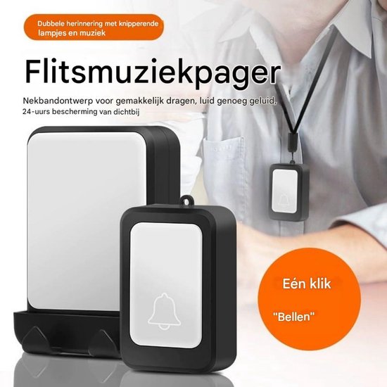 longziming -Deurbel - deurbel draadloos - Draadloze deurbel - Geschikt Voor Slechthorenden - Snelle Installatie Zonder Bekabeling - 2 Ontvangers En Zender - Voor thuis/kantoor, ouderen en slechthorenden - Wit — afbeelding 2