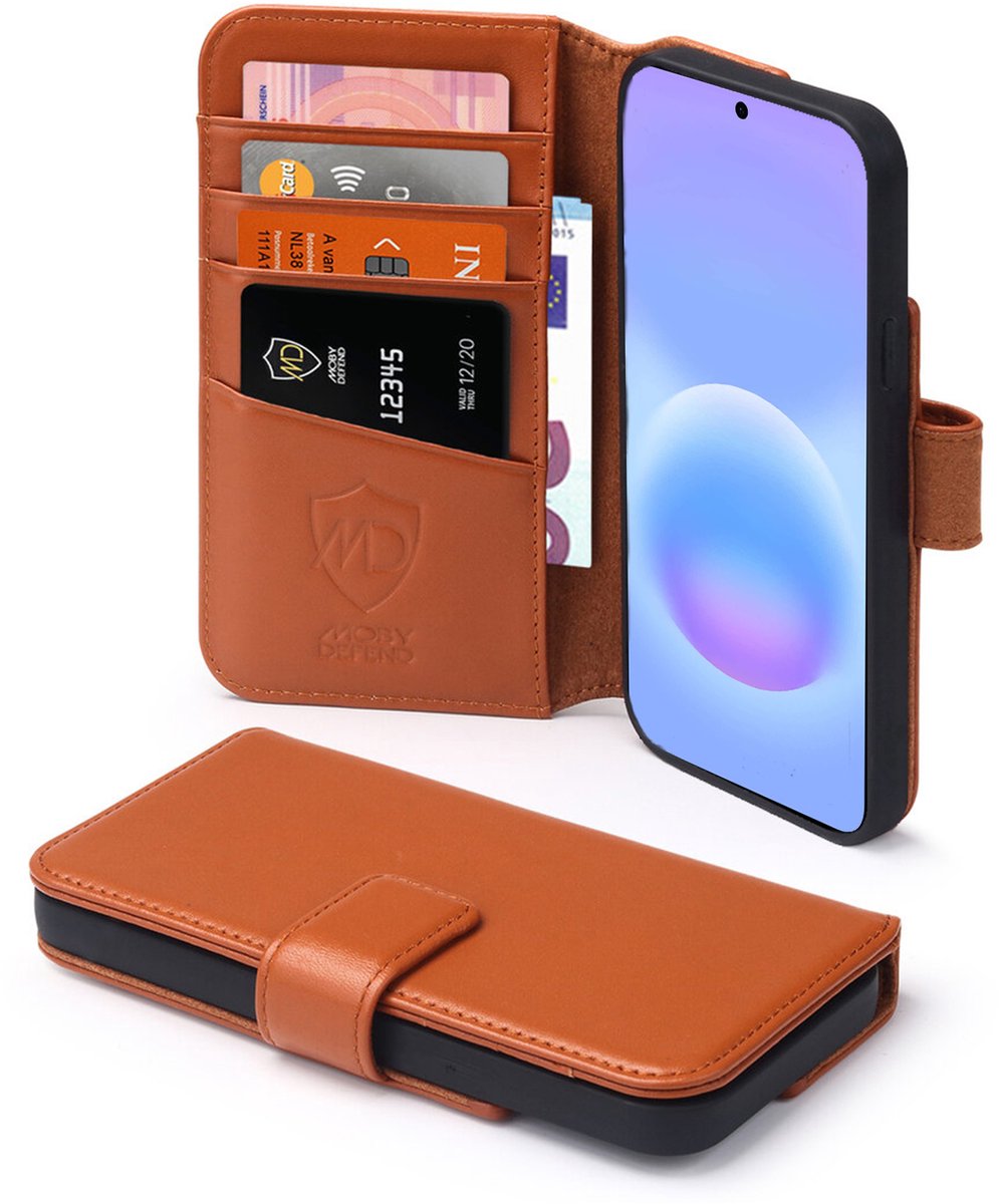 MobyDefend Hoesje - Geschikt voor Samsung Galaxy A57 - Luxe Leren Wallet Bookcase - Bruin
