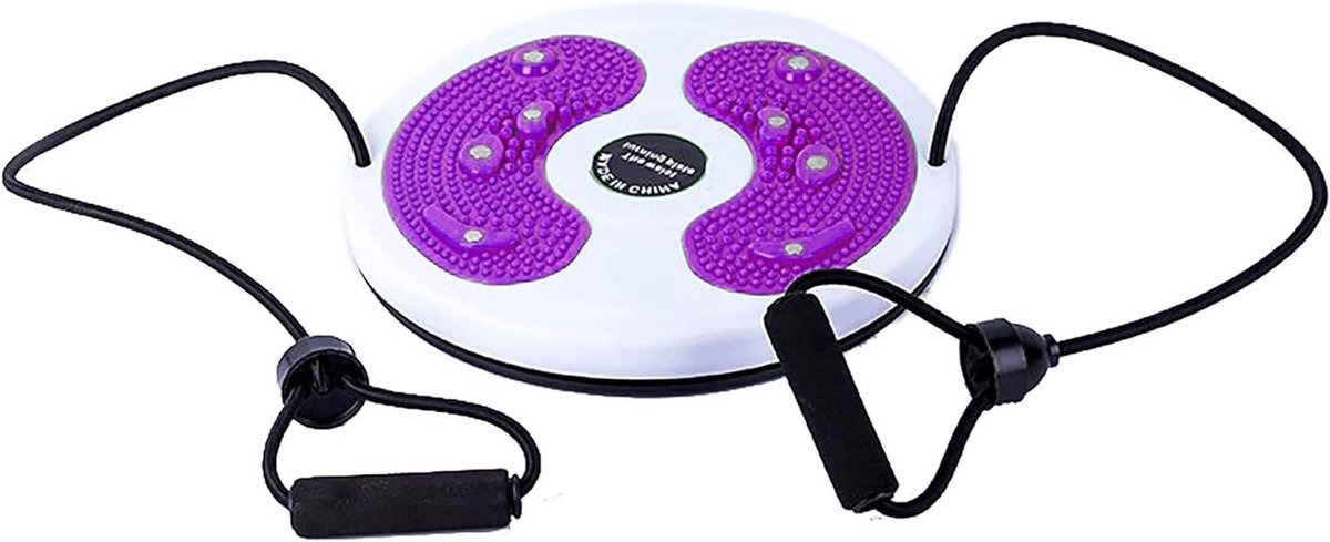 Twister met Touwen - Rotatieschijf Balansbord - Aerobe Training - Met Massage Noppen - 28 cm Diameter - Wit Paars