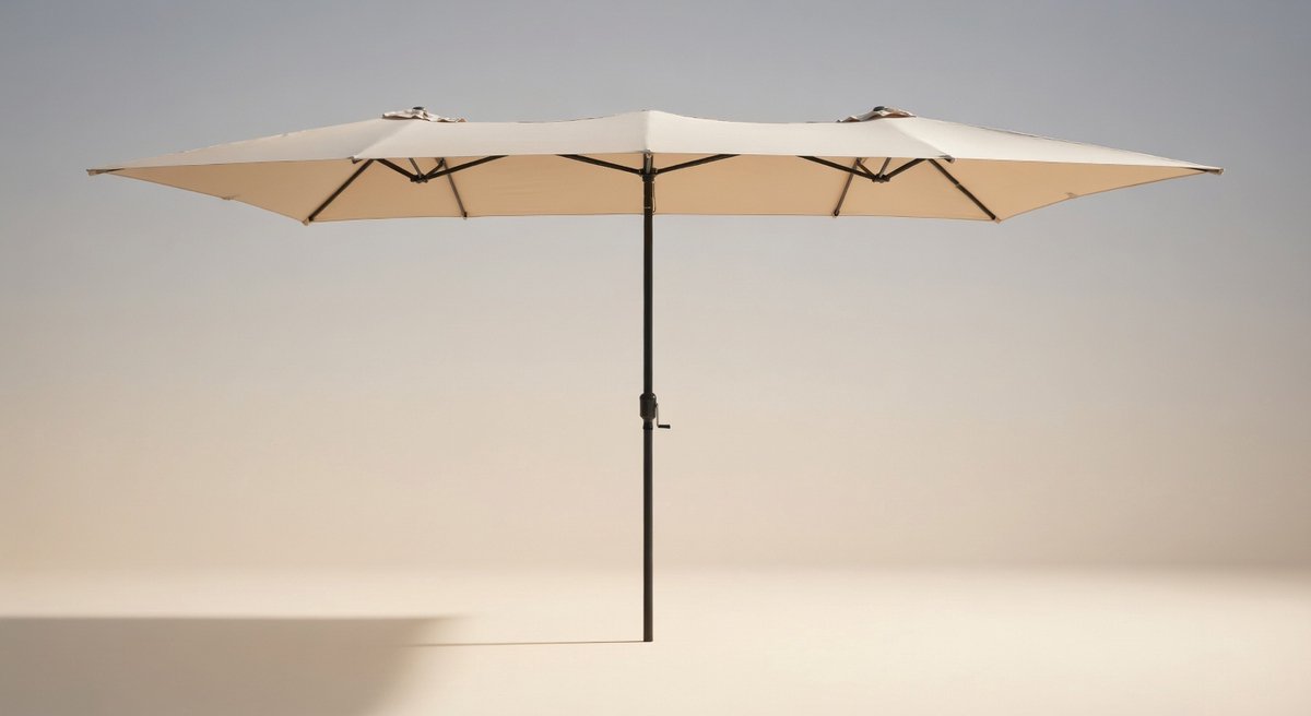 XXL Dubbele Zweefparasol 426x265 cm – Luxe Opvouwbare Tuinparasol met 2 Kappen, 10 Robuuste Ribben, Waterdicht & UV-beschermend Polyester, Handzwengel & Ventilatie – voor Tuin, Terras, Balkon & Zwembad - medahomestore