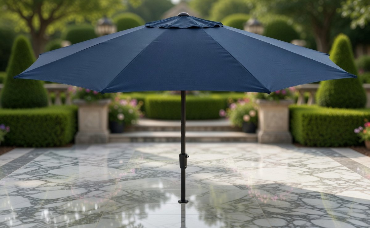 XXL Tuinparasol 400 cm Sumatra Donkerblauw – Grote Aluminium Parasol Ø400 cm – UV-bescherming 40+ – Waterafstotende Terrasparasol met Cranklift – Parasol Stok 48 mm – Weerbestendig en Afneembare Hoes MedaHomeStore