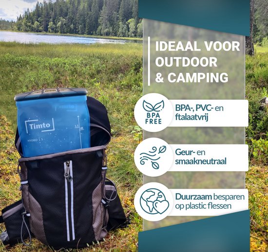 Timto Hydro 1.5L Waterzak met Slang - Drinkzak Drinksysteem Rugzak - BPA Vrij - Lekvrij - Camelbak - Hydratatie voor Hardlopen, Wandelen, Fietsen, Festival, Kamperen & Outdoor - Drinkrugzak - Universeel Drinkreservoir - Geurloos - Smaakloos - Camping van Merkloos — afbeelding 5
