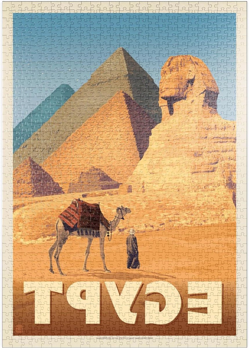 Legpuzzel Egypte - Puzzel 1000 stukjes - Ontspannen tijdverdrijf - Vintage poster stijl - 1000 stukjes - Meerdere kleuren