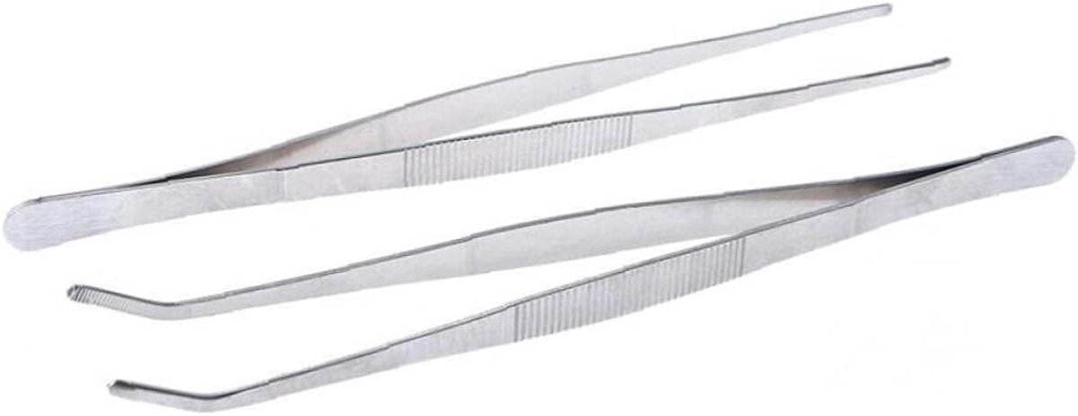 Reptielen Pincetten Set - Voedings Tangen - Voeden Hagedissen - Roestvrij Staal - 25 cm - Zilver