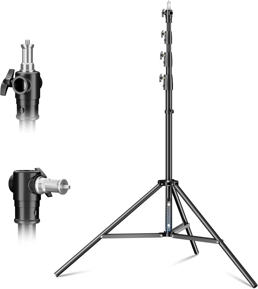 Lichtstatief - Fotostatief Lamp - Studio Fotografie - Verende Demping - 380 cm - Zilver