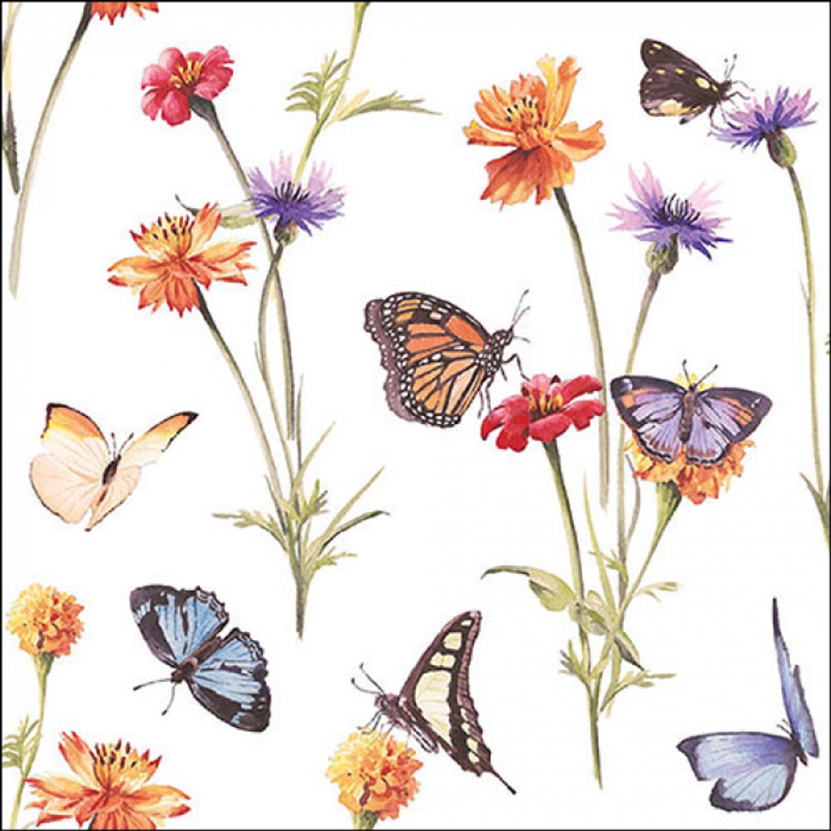 Ambiente - Lunch servetten - Butterfly garden white