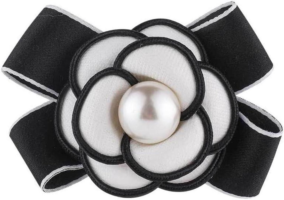 Bloemen Broche - Parels Speld - Outfit Versieren - Camellia Bloem - Veiligheidsspeld - Wit