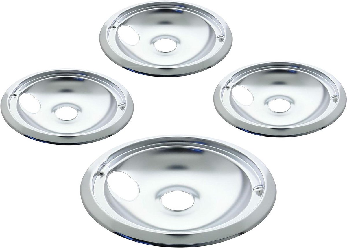 Drip Bowls - Lekbakjes Set - Oven Beschermen - Chrome Afwerking - 4 Stuks - Zilver