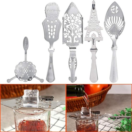 Stainless Steel Absinthe Lepel voor Cocktail Glazen - 5 Opties voor Perfecte Filterervaring — afbeelding 5