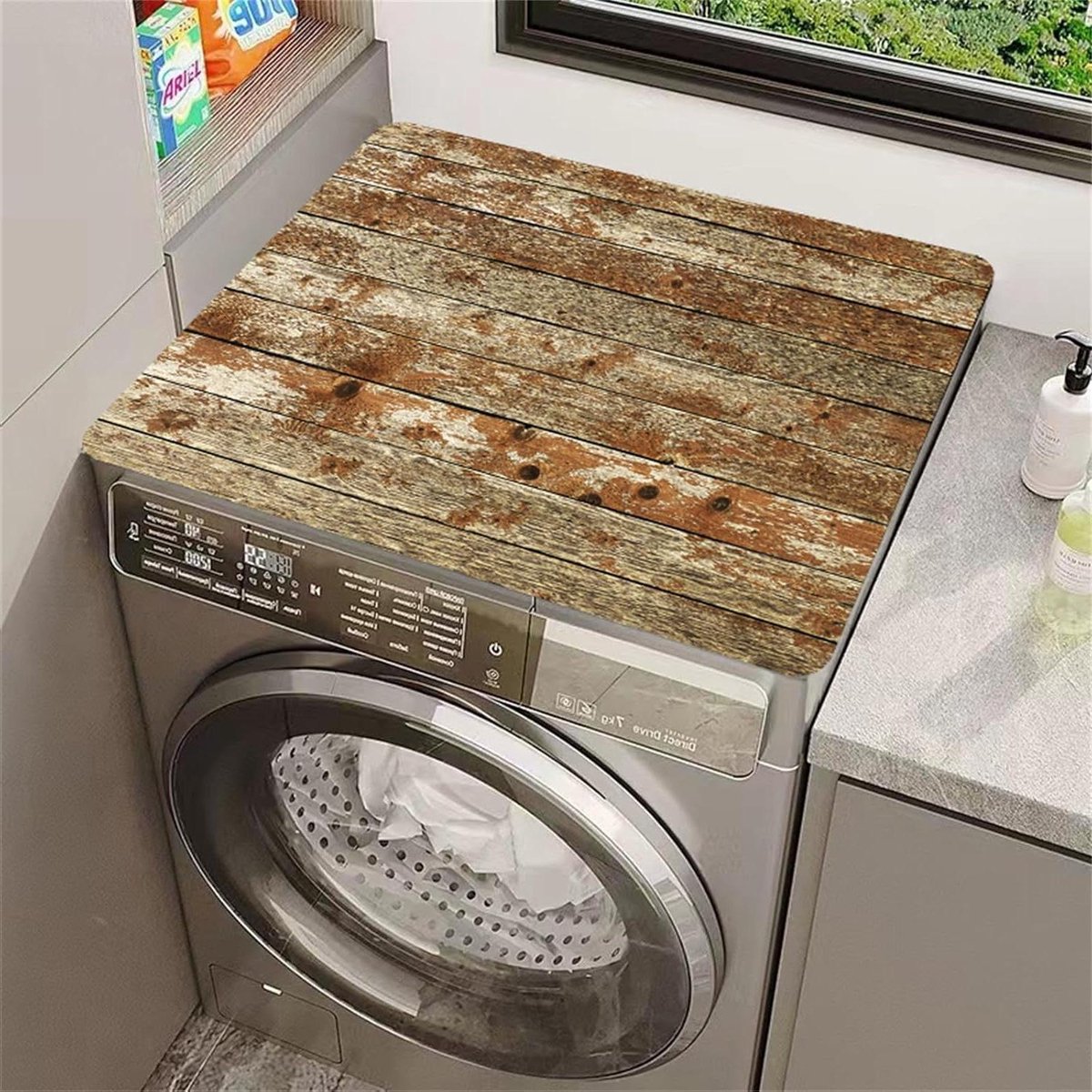 Wasmachine Top Protector - Droger Mat - Aanrecht Beschermen - Snel Absorberend - 60 x 60 cm - Houtnerf
