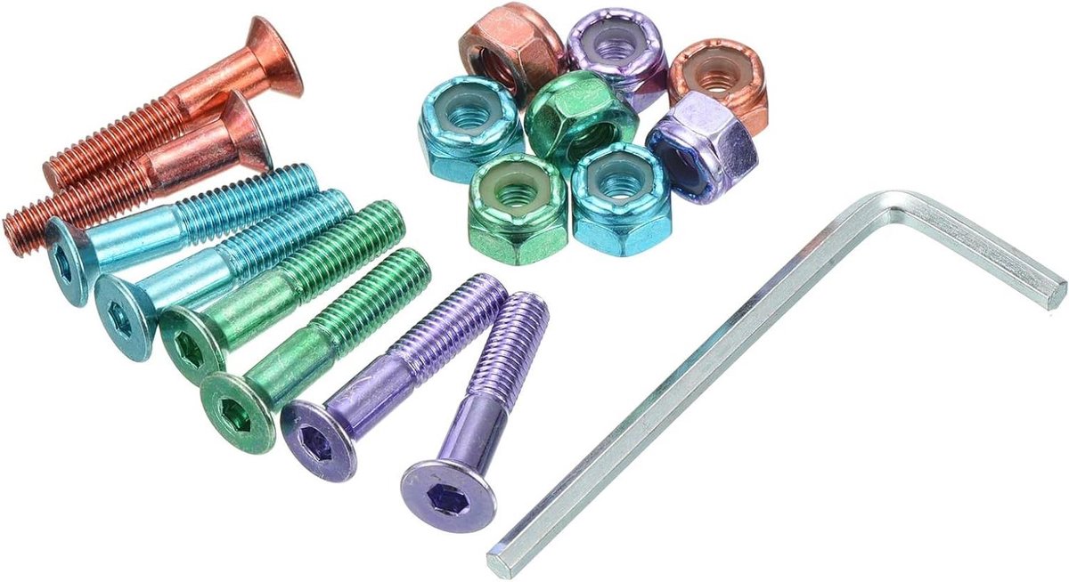 Skateboard Hardware Kit Bevestigingsschroeven Moeren Set Skateboard Reparatie Inclusief Montage Sleutel 1 inch Verschillende Kleuren