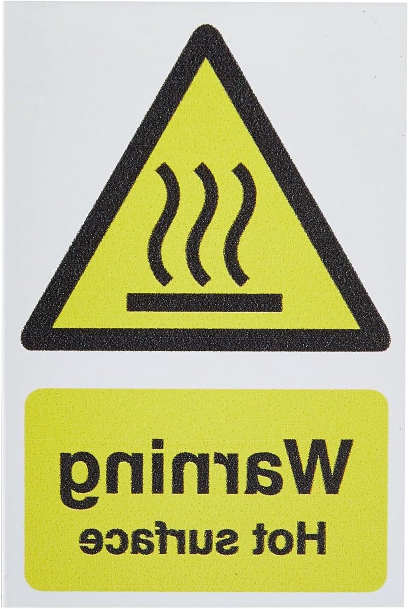 Waarschuwing Heet Oppervlak Bord - Hitte Signaal Sticker - Veiligheid Aangeven - Duurzaam Semi Rigid Plastic - 50x75mm 5 Stuks