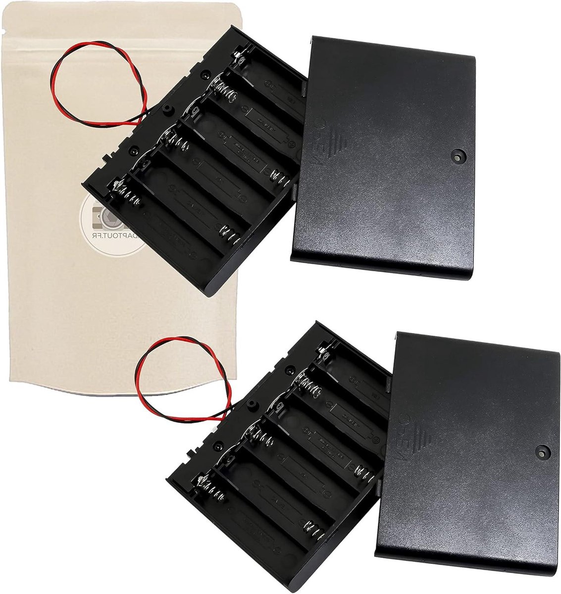 Batterijhouder AA - Batterijdoosje Houder - Batterijen Opbergen - ABS Solide Frame - 2 Stuks - Zwart