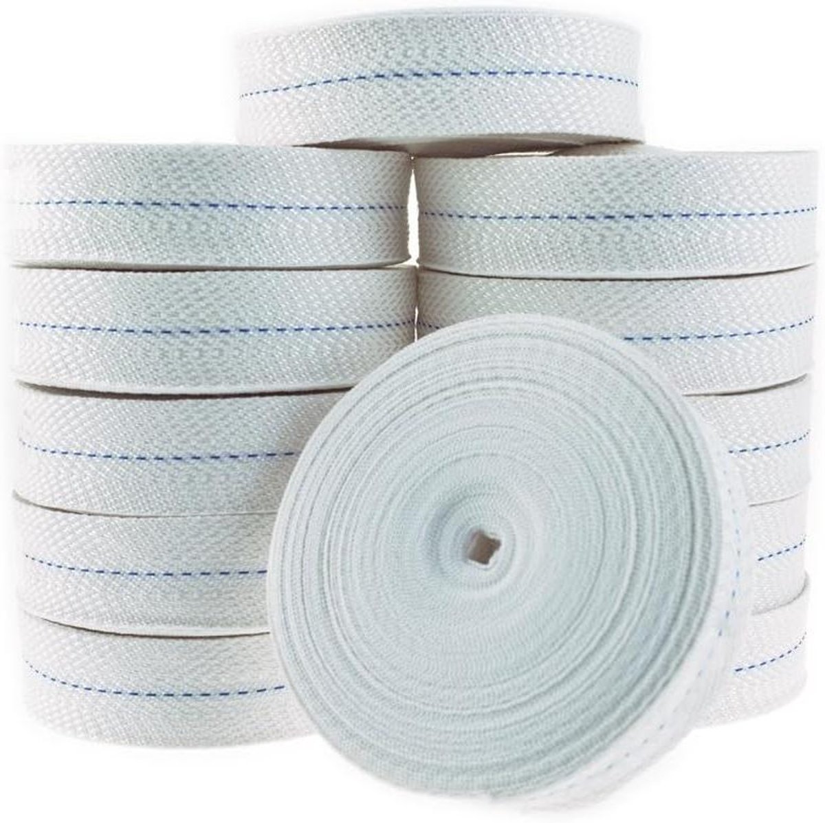 Webbing Sjorbanden - Spanbanden Sjorbanden - Bagage Zekeren - Sterke Brekende Stam - 20 Meter 12 Rollen - Wit Blauwe Streep