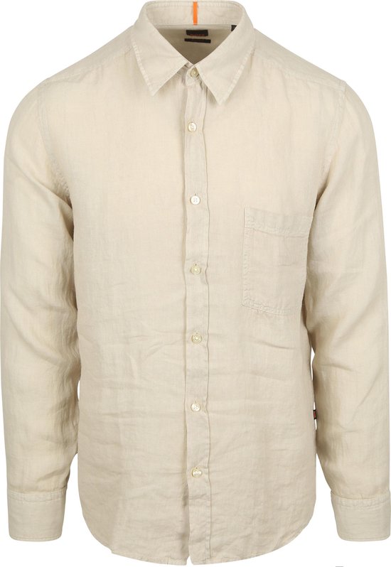 Chemise élégante BOSS en lin écru - Taille L - Homme - Chemises décontractées