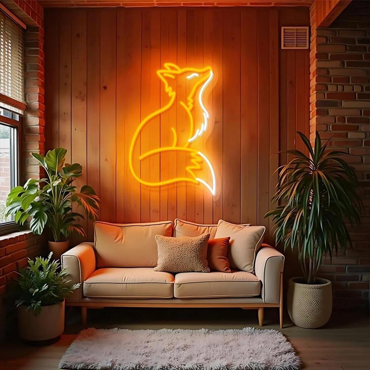 Neonbord Vos - Wandlamp LED - Ruimte Decoratie - Instelbare Helderheid - Niet gespecificeerd - Oranje