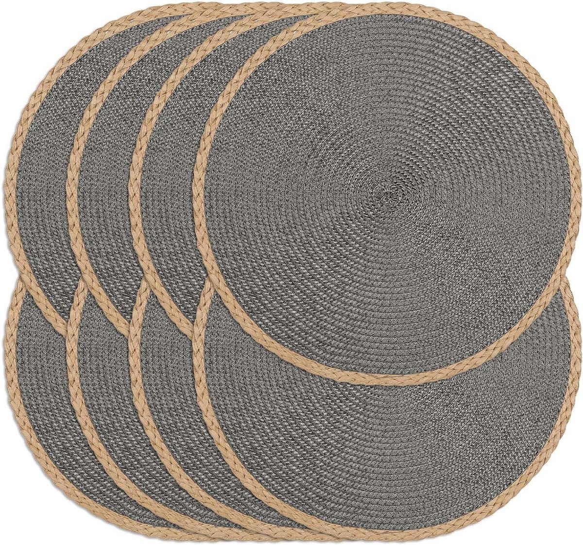 Placemats Set - Tafelmatten Rond - Tafel Beschermen - Hittebestendig - 35 cm 8 stuks - Grijs