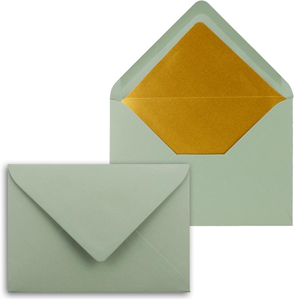 Enveloppen B6 - Briefenveloppen Wenskaartenenveloppen - Feestelijke Post Versturen - Gouden Metallic Binnenvoering - 200 stuks - Eucalyptus