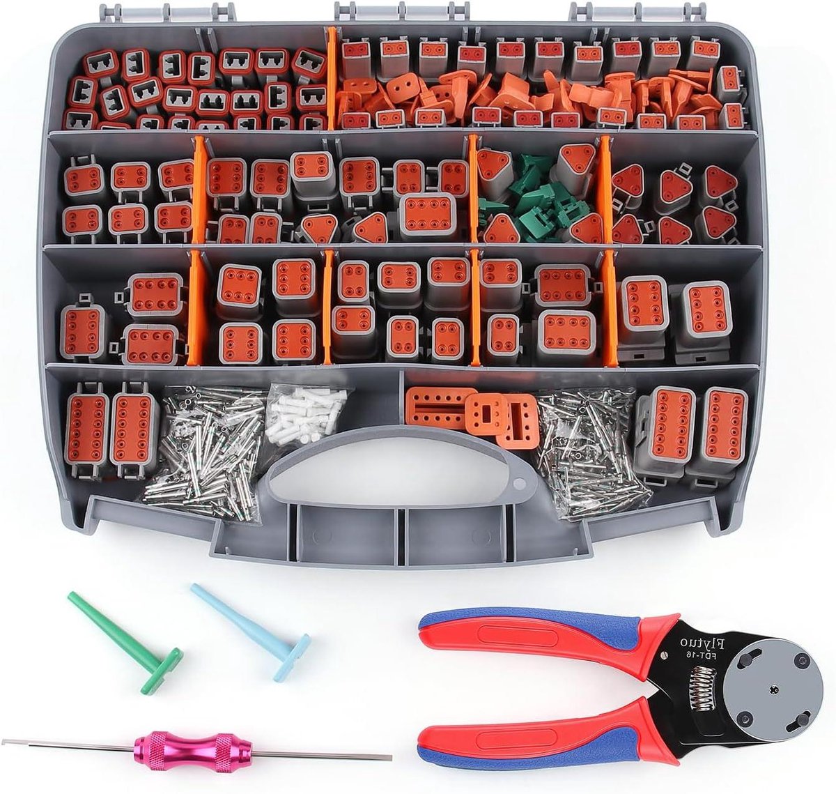 Deutsch Connectoren Kit - DT Connectoren Set - Waterdichte Verbindingen Maken - Inclusief Krimpgereedschap - 540 Stuks - Grijs