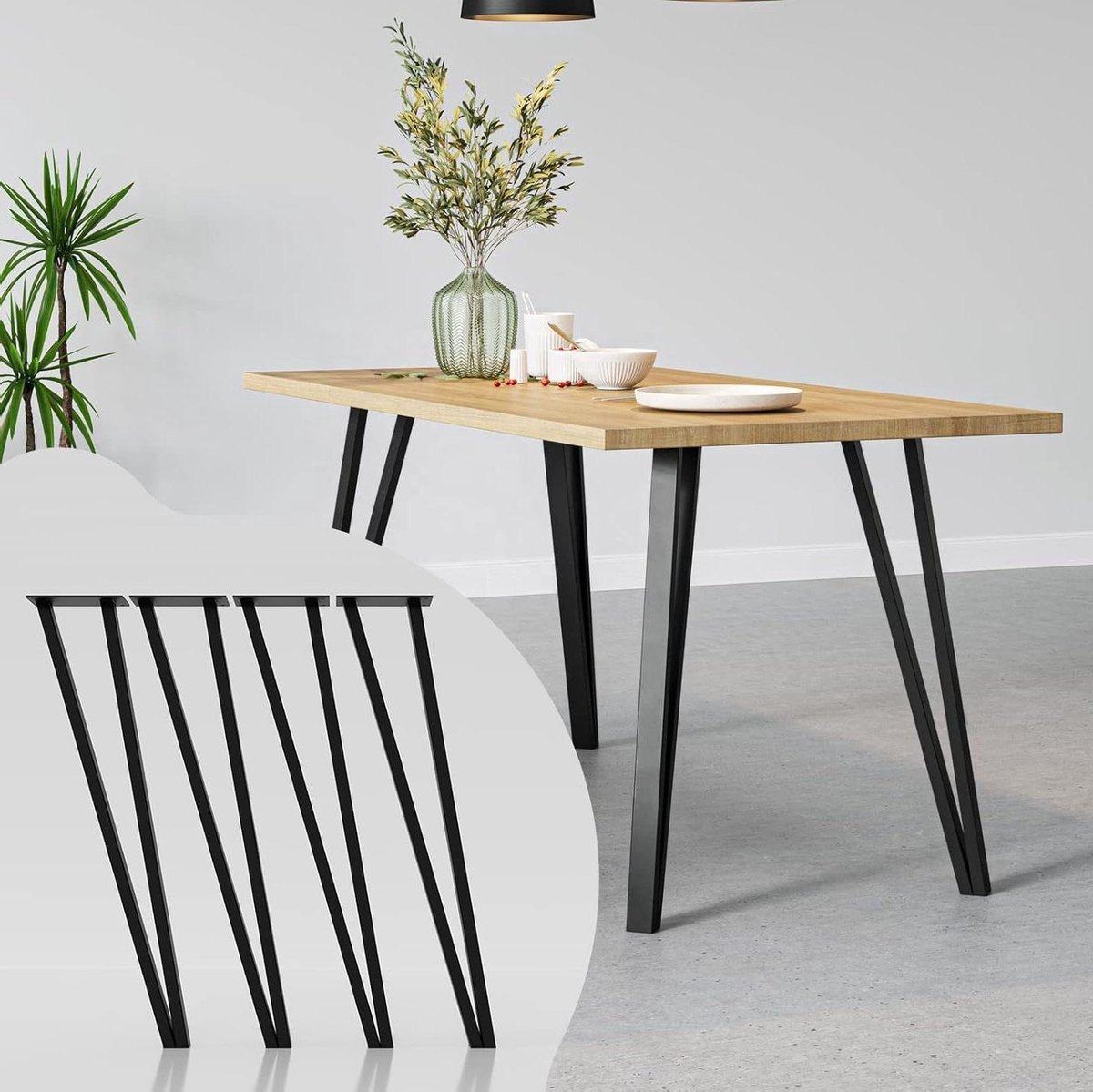 Tafelpoten - Meubelpoten bureau - Meubels maken - Mat zwart gepoedercoat - 70 cm - Zwart