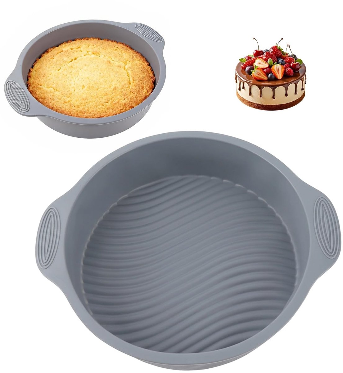 Siliconen Bakvorm - Cake Tray - Muffins Bakken - Vaatwasserbestendig - 25 x 6 cm - Grijs