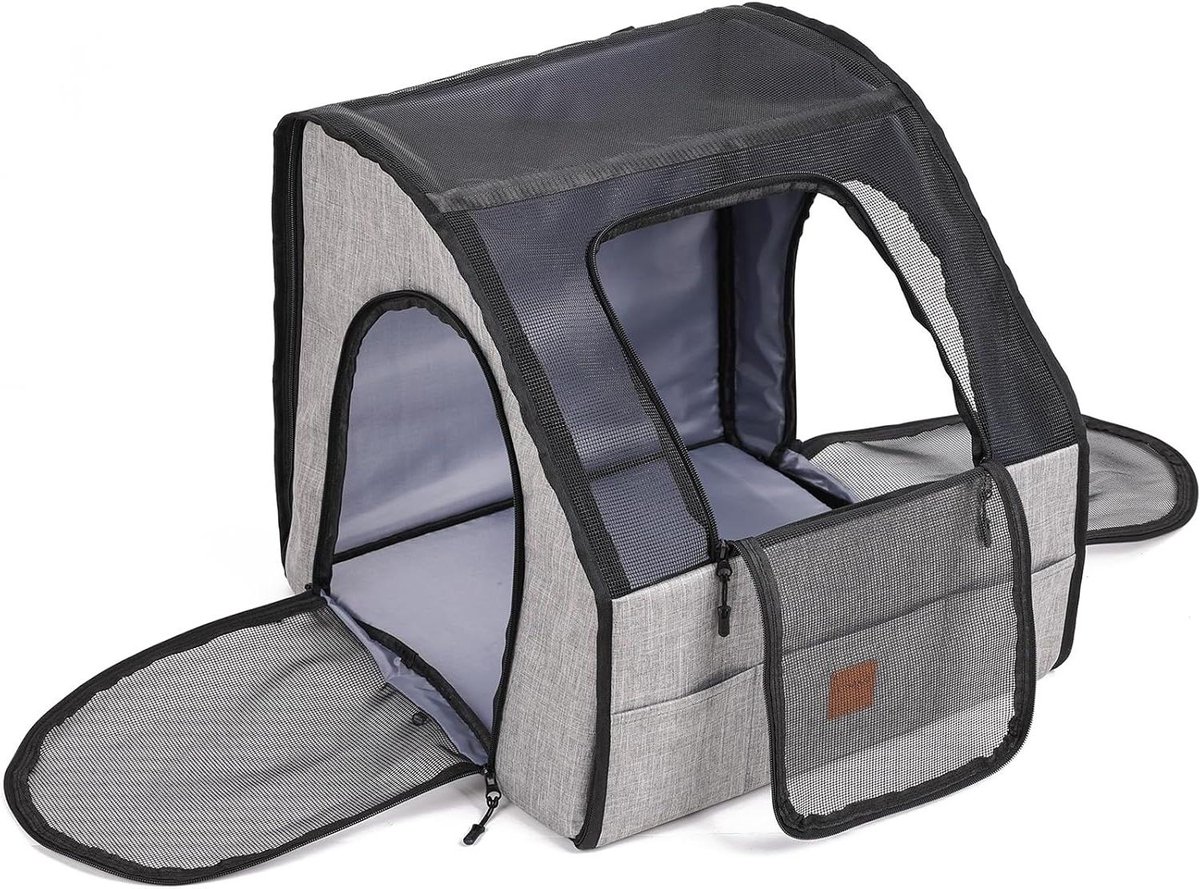 Draagbare Huisdierdrager - Reiskennel Hond - Veilig Reizen - Opvouwbaar Ontwerp - 45x43x43 cm - Grijs