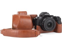 Camera Tas voor Nikon Z50 II met DX 16-50mm Lens - Beschermhoes van PU Leer met Draagriem en Rings - Bruin