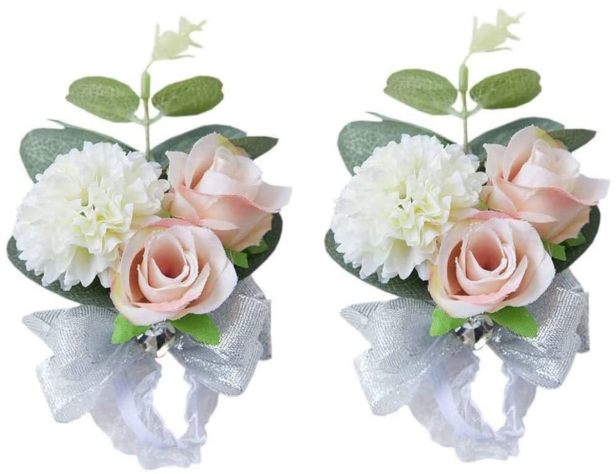 Allecto - 2 Stuks Bruid Polsbloemen - Kunstbloem Armband - Elegante Bruidsaccessoires - Wit - Perfect voor Bruiloft en Feest - Geschikt voor Bruids...