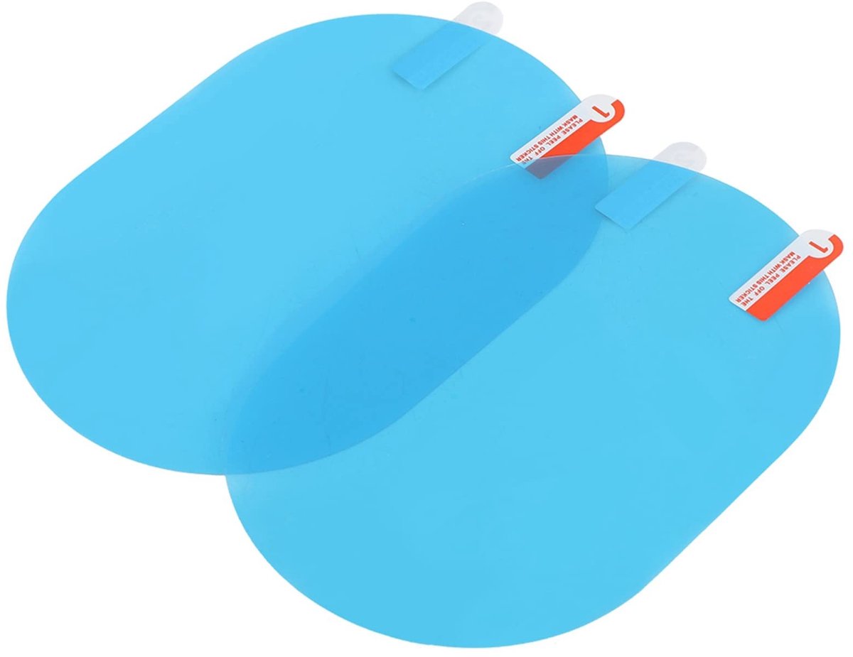 Allecto - Anti-condens Regendichte Auto-achteruitkijkspiegel Beschermfolie - Verbeterde Zichtbaarheid - Ovale Blauwe Regenbeschermingssticker - Vei...