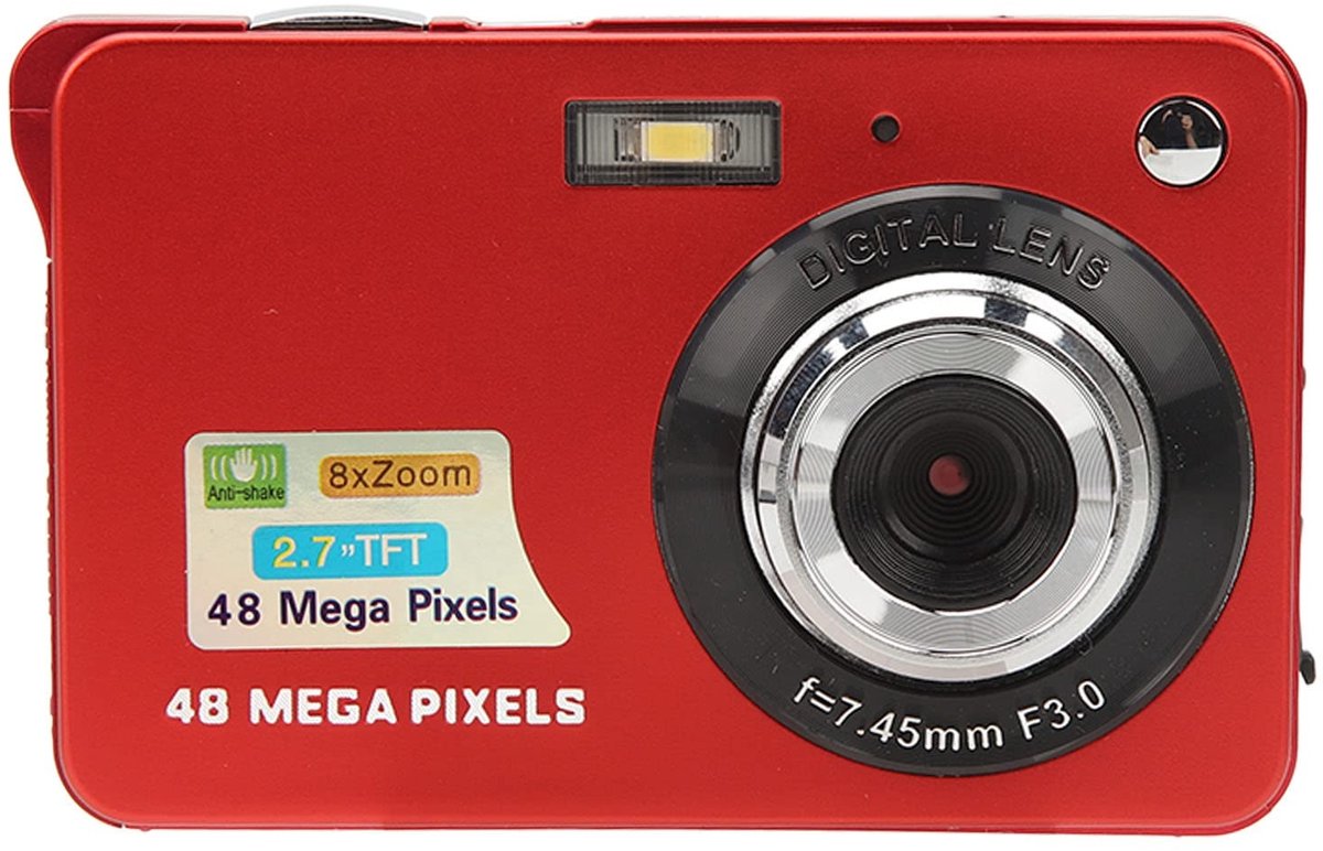 aladdien - Digitale camera - 4K - 48MP - Draagbaar - 8X Zoom - Geschikt voor beginners - 128 GB geheugen