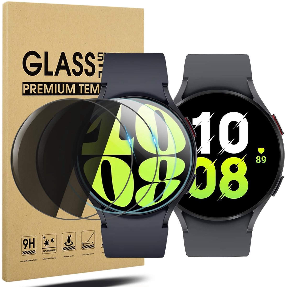 Allecto - Schermbeschermer - Anti-spy-functie - 44mm - Geschikt voor Samsung Galaxy Watch 7/6/5/4 - 2+2 Pack - Bescherming voor touchscreen