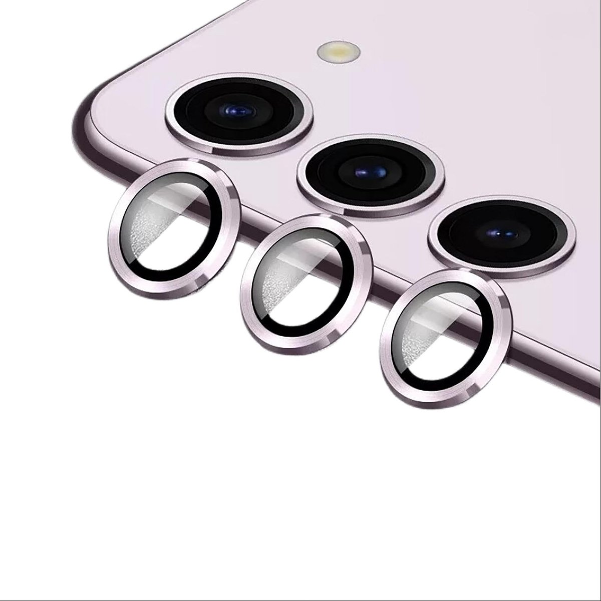 Allecto - Cameralensbeschermer - Dubbele bescherming - Paars - Gehard glas - Geschikt voor Samsung Galaxy S23 FE - Metaal