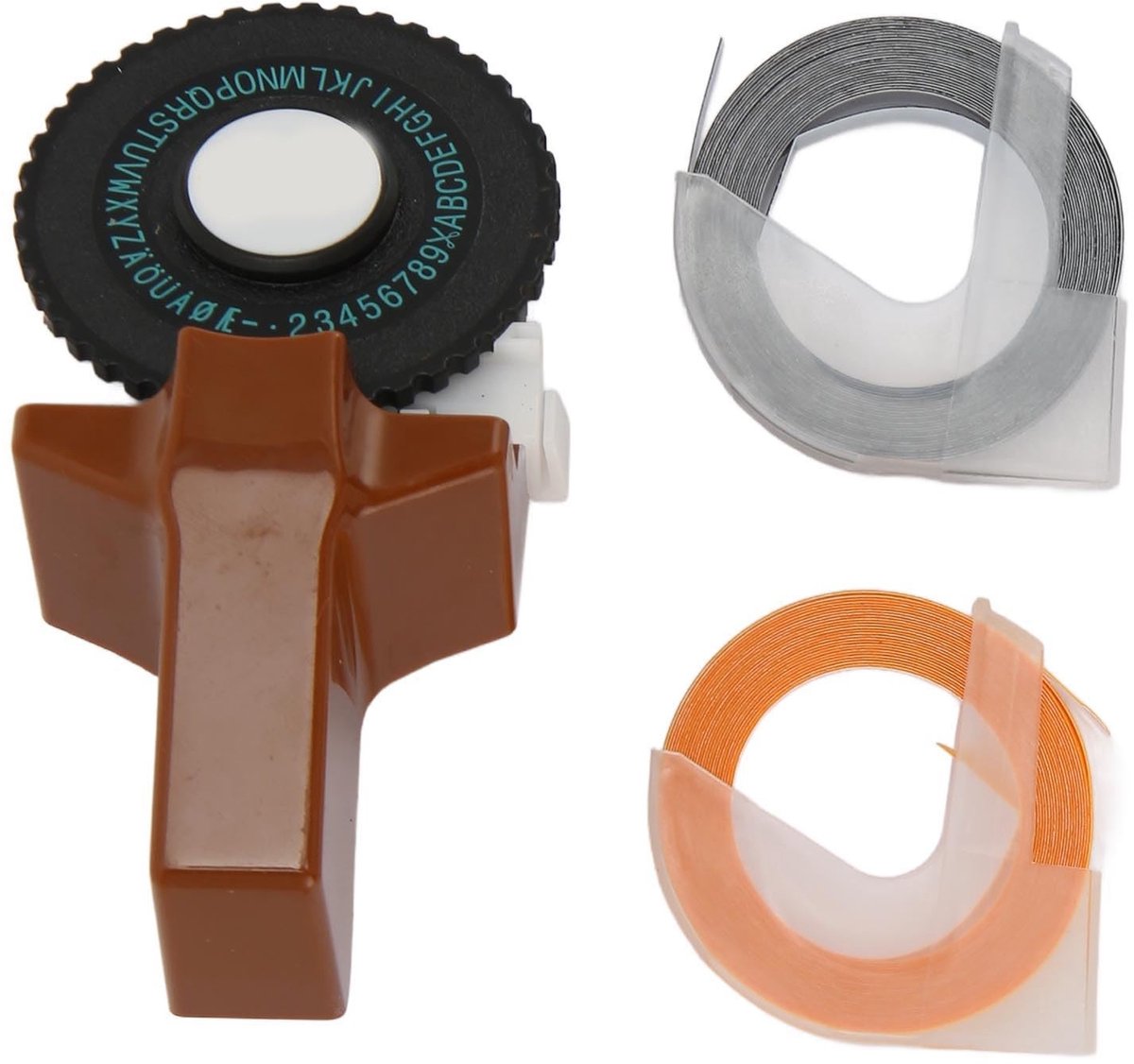 Cosensi - Dailygoody - Labeler - Compacte Labelmaker - Inktloos en Ergonomisch - Bruin - Embossing Labelmaker - Geschikt voor Kantoor - Mini Ontwerp