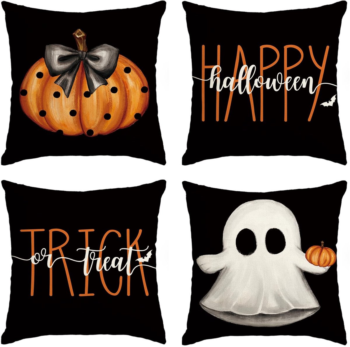 Jhubersproducts - Decoratieve Kussenslopen - Set van 4 - Ultrazacht en Modern - 40 x 40 cm - Perfect voor Woonkamer en Slaapkamer - Halloween