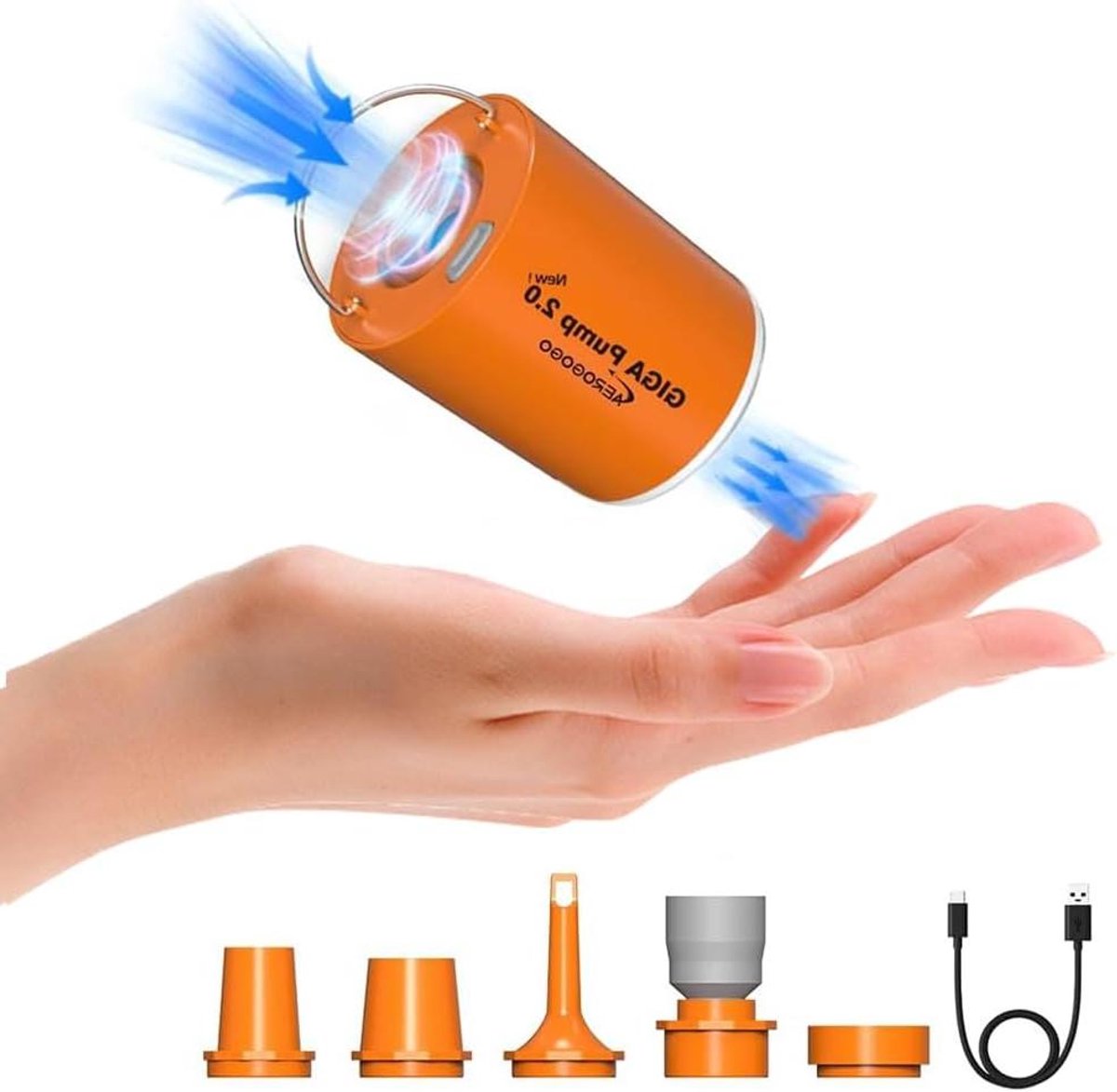 Draadloze Luchtpomp - Elektrische Pomp - Kamperen en Feesten - Ultracompact Ontwerp - 200 l/min - Oranje