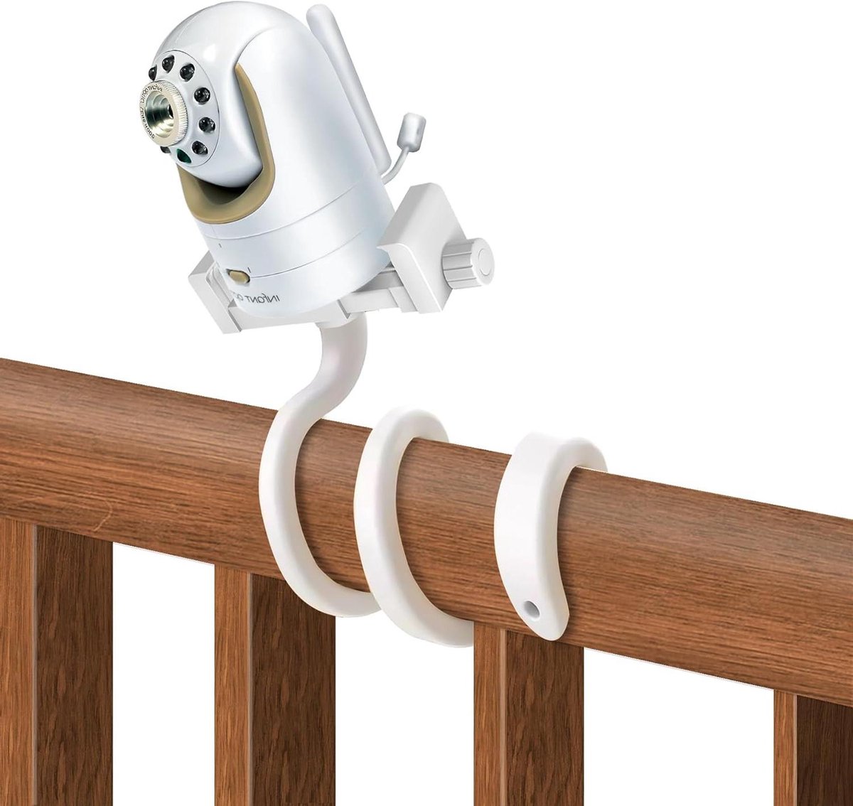 Babyfoonhouder Universeel - Babycamera Plank - Baby in de gaten houden - Flexibel en Verstelbaar - 360 graden rotatie - Wit