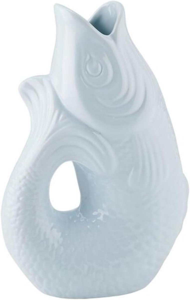 Decoratieve Vaas - Visvormige Vaas - Woondecoratie - Uniek Design - 25 cm Hoog - Blauw