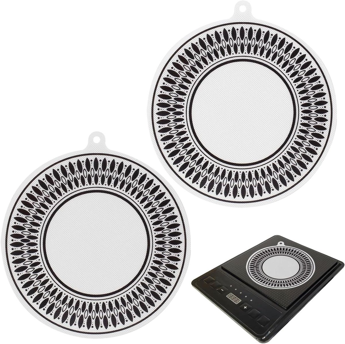 Inductiekookplaat Matten Beschermmat Kookplaat Koken en Bakken Antislip Siliconen 24 cm Rond Zwart