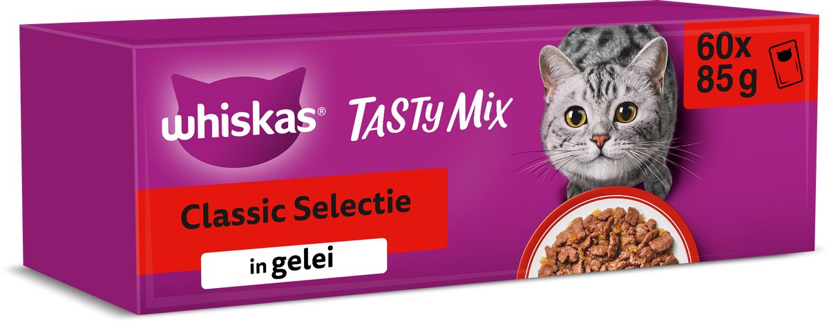 Bol.com Whiskas Kattenvoer - Adult 1+ - Classic Selectie in Gelei - 60x85g aanbieding