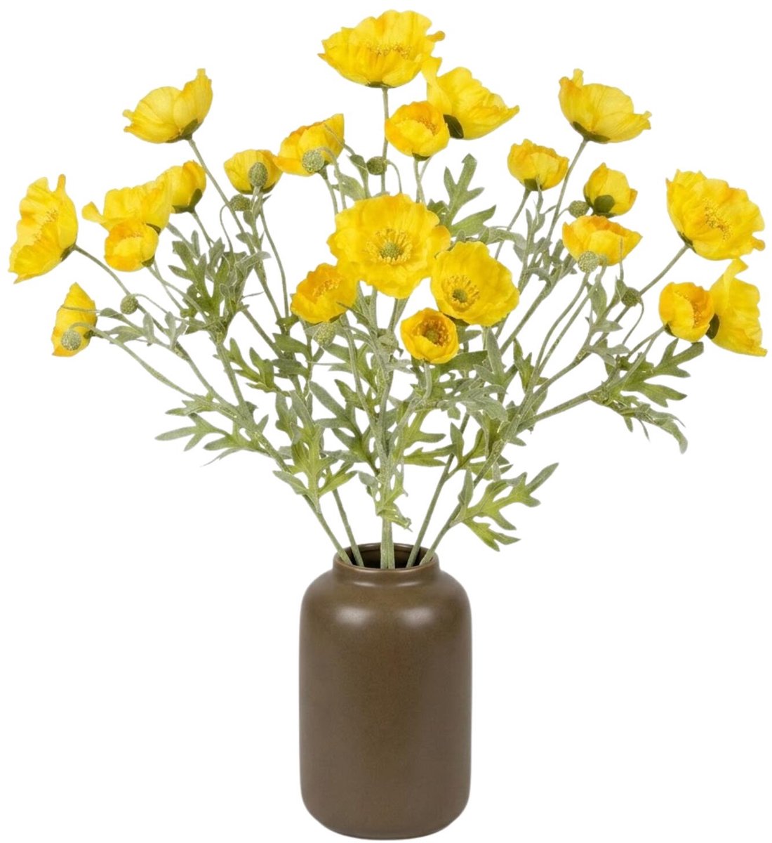 Mica Decorations Kunstbloem Klaproos Poppy - 6x - H62 cm - geel - kunststof - stelen kunstbloemen - boeket - geeln bloemetjes