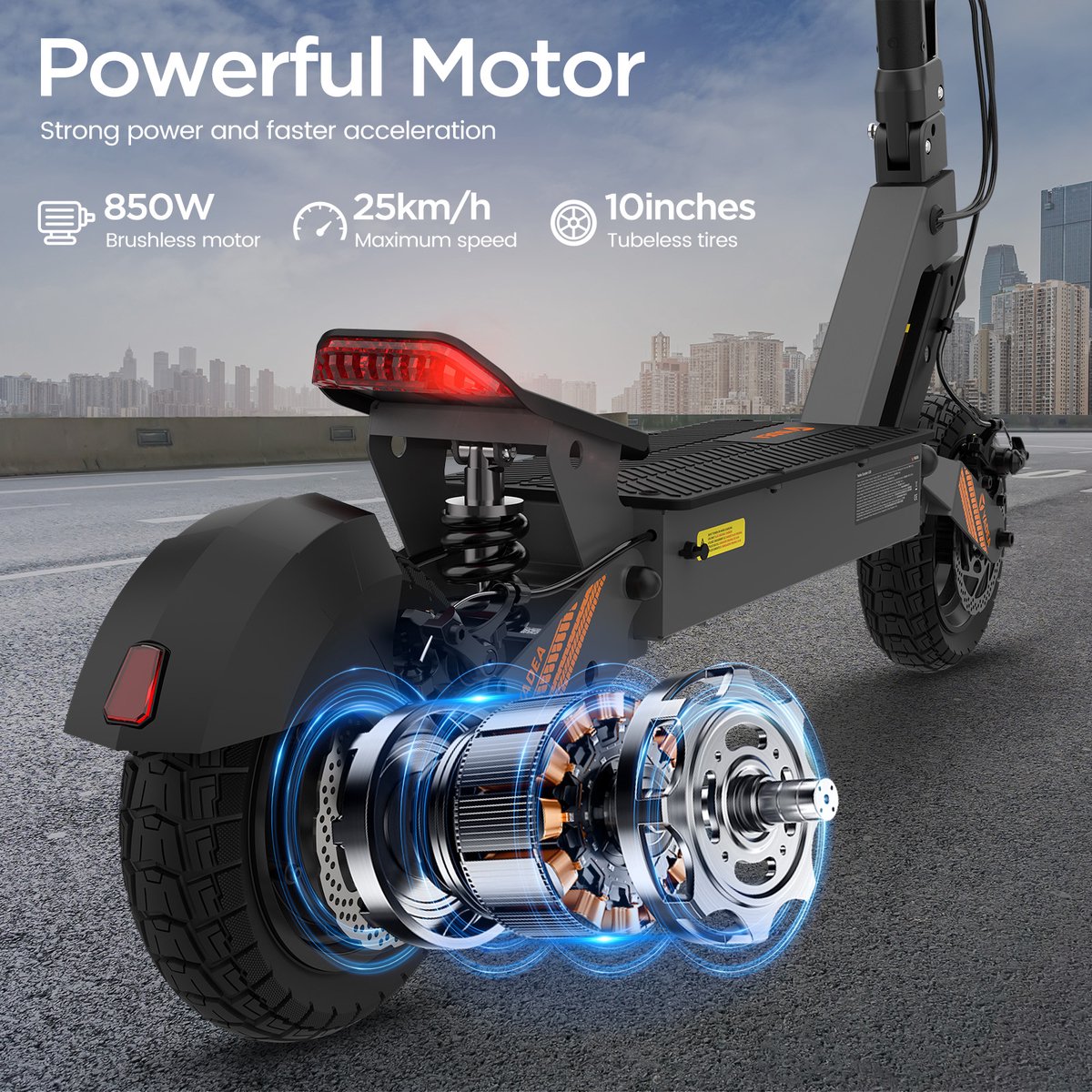 Yadea G10 Black E-Scooter – 800W Motor – 48V 15.6Ah Accu – 50km Bereik – 25km/h – IPX4 – 10" Banden – Dubbel Schijfremmen – foto 2