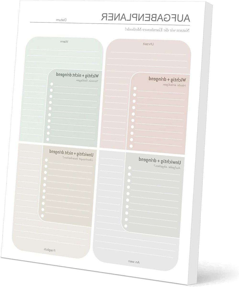 Eisenhower Matrix A4 To Do List Pad - 50 Scheurenbare Bladen, Ongeplande Dagelijkse Planner voor Efficiënt Prioriteren, Takenlijst en Productiviteit voor Kantoor en School