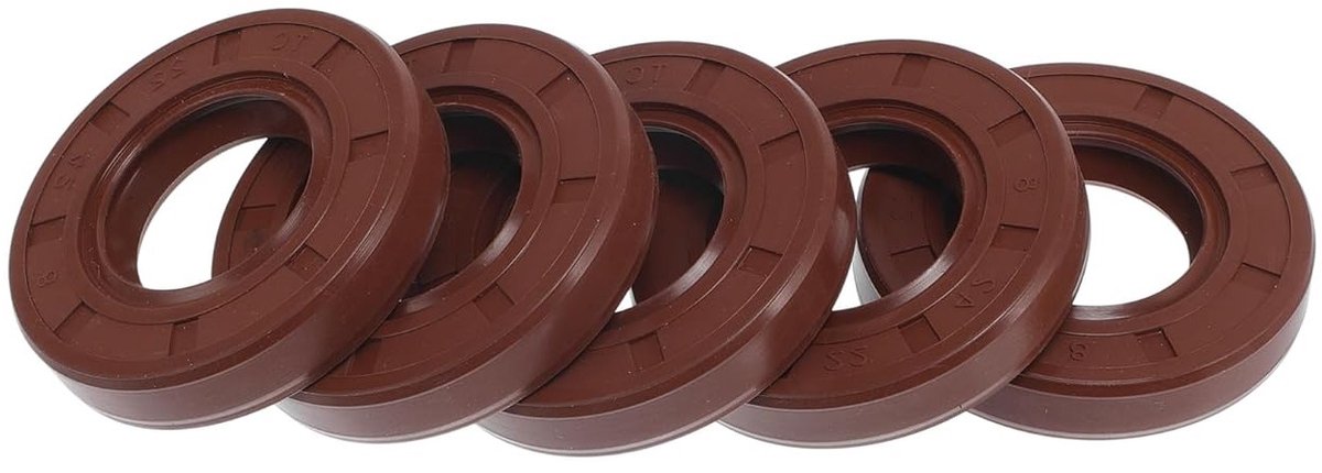 Universele dubbele lip olieafdichting met stalen veer voor rotatieas - 22 x 42 x 8 mm, hogedruk FKM rubber, 5 stuks, ideaal voor motoren en machines