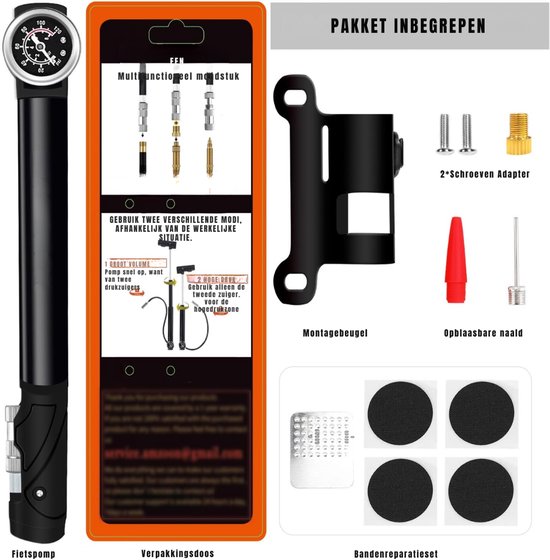 YOR® Fietspomp met Drukmeter - Fietspomp Klein - Fietspomp Handmatig - Zwart - 4cm x 4cm x 28cm — afbeelding 5