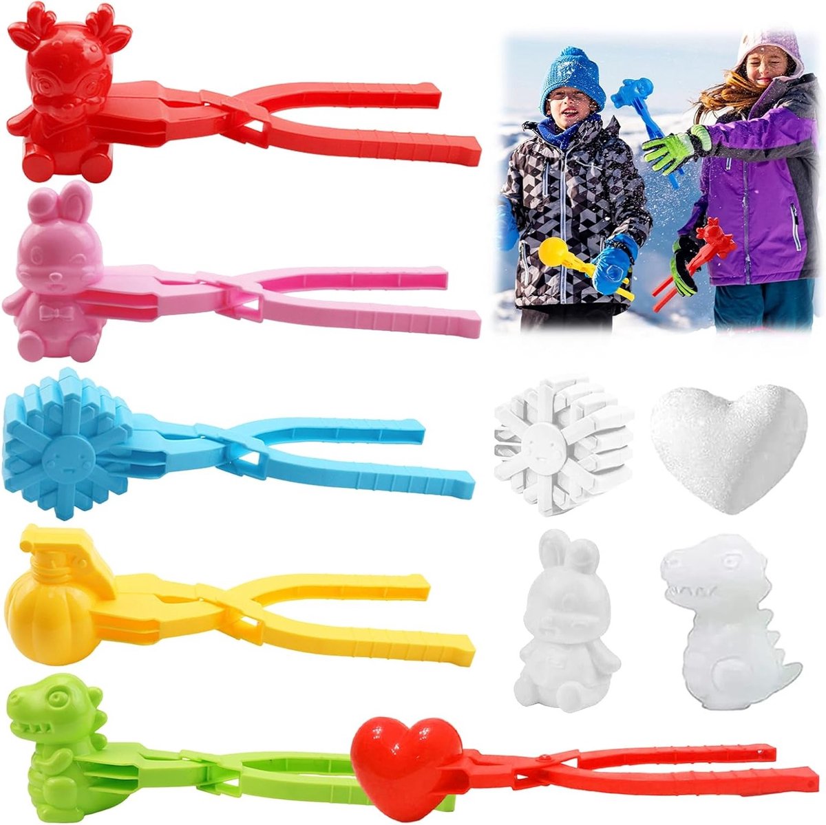 Snowballvormige Tang voor Kinderen, 6 Stuks, Buiten Speelgoed, Ideaal voor Sneeuwballen en Creatieve Spelletjes met een Diameter van 7 cm