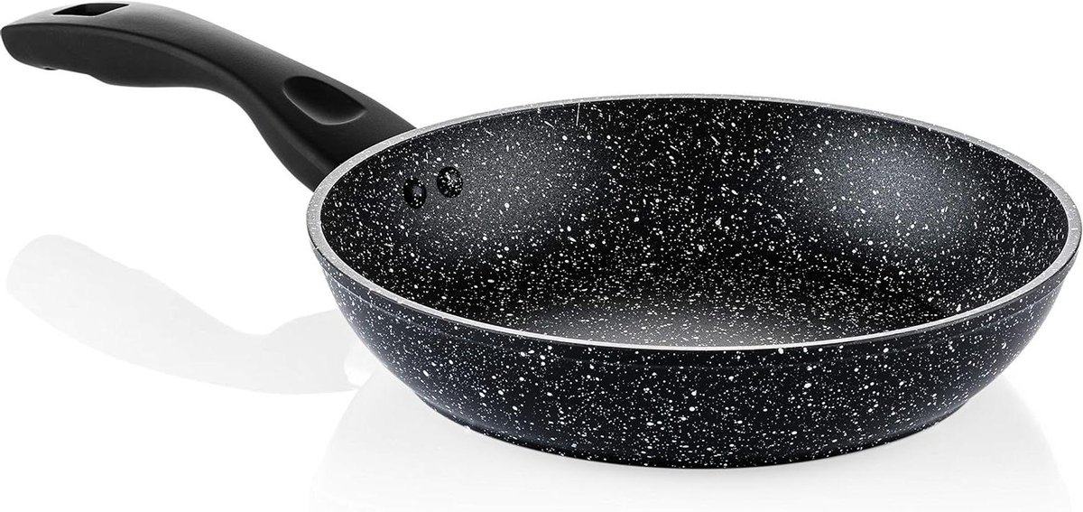 Marmeren Koekenpan - Antiaanbakpan Kookpan - Eenvoudig Koken - Geschikt voor Alle Vuren - 24 cm - Zwart